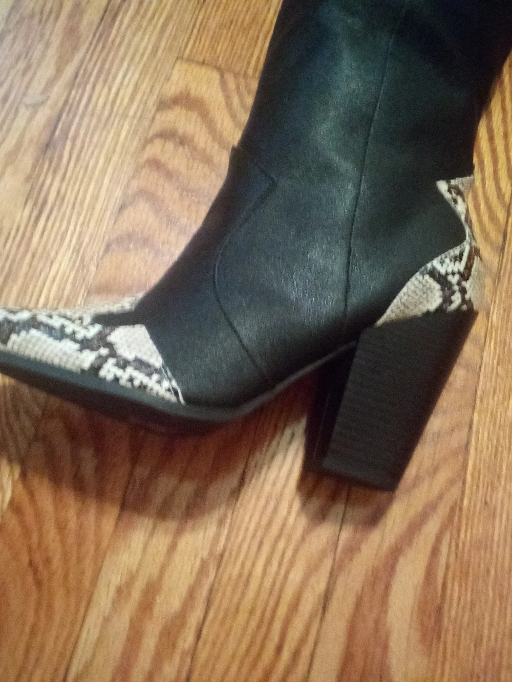 Western Boots Black Over-the-Knee with Snake Print US 10.5 - UK 8